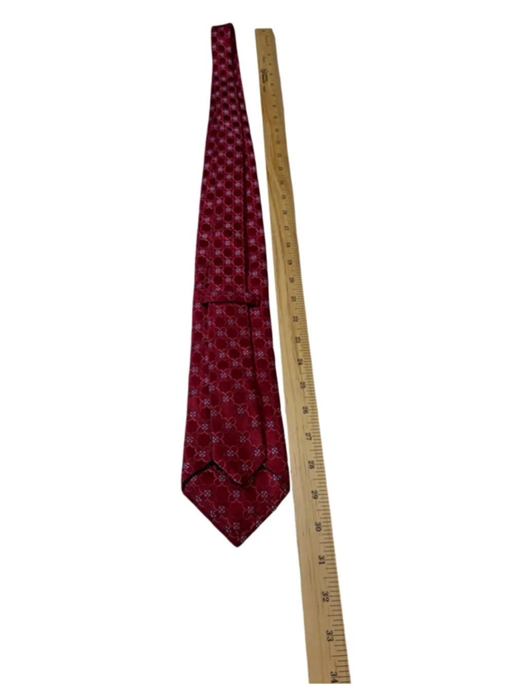 Ike Behar Silk Tie Red Geometric Floral Luxury Wedding Business Classic